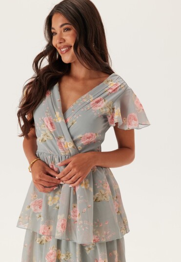 Bubbleroom Occasion Butterfly Sleeve Flounce Dress