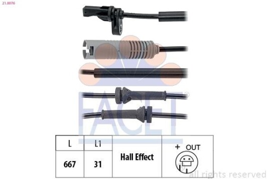 Sensor, ABS FACET 21.0076
