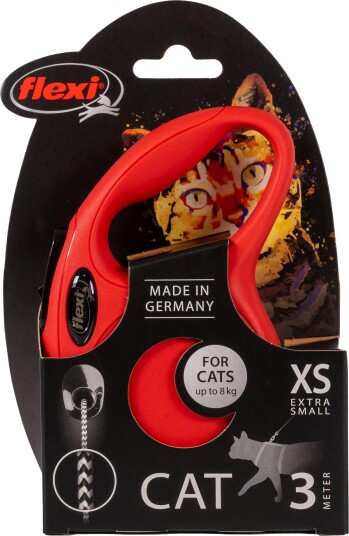Flexi Katt Rullebånd New Classic 3m Rød XS maks 8 kg