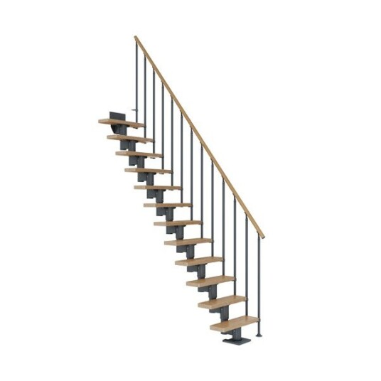 Dolle Dublin Eik Rett Trapp Antracit Classic II Gelender 11T 61cm
