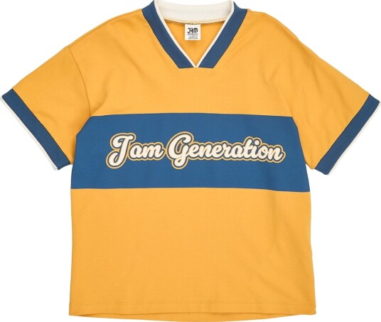 Jam generasjon T skjorte Lys Gold m. Trykk Jam Generation 4 år 104 T skjorte Gul Hvit Marineblå