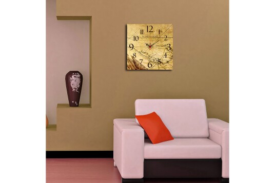Dekorativ MDF Veggklokke 40x40 cm Flerfarget