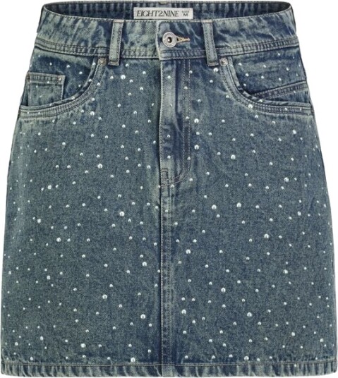 Eight2Nine Kort skjørt DENIM SKIRT WITH STUDS AT FRONT XS til XL Damer blå
