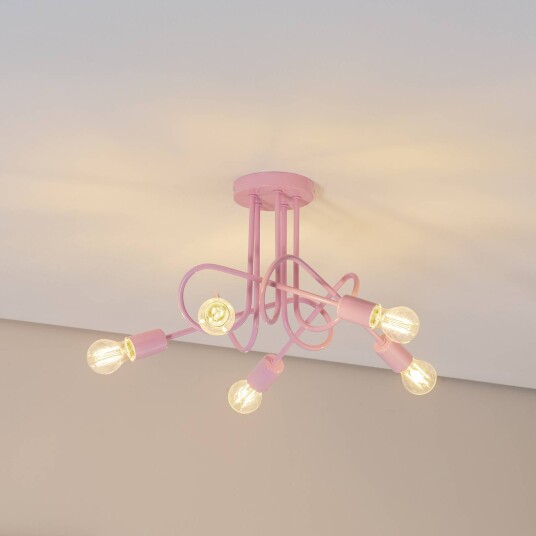 HELam Oxford taklampe lys rosa Ø 47 cm metall 5 lyskilder HELam Oxford taklampe lys rosa Ø 47 cm metall 5 lyskilder