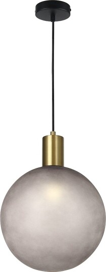 E27 designer pendeloppheng Ø10cm børstet messing og røykfarget glass uten lyskilde E27 designer pendeloppheng Ø10cm børstet messing og røykfarget glass uten lyskilde