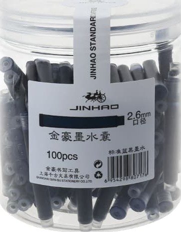100 stk Jinhao universelle svarte blå blekkpatroner for 2 Fyllepenn