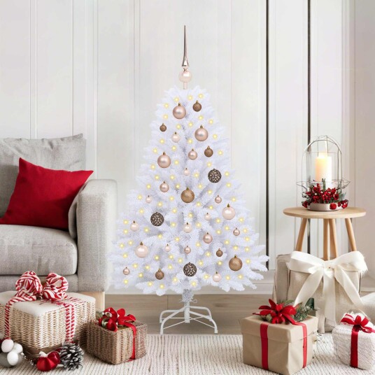 vidaXL Kunstig juletre Hvit 68 x 68 x 120 cm PVC og metall