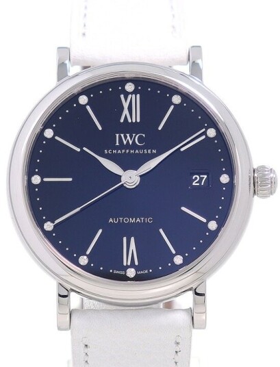 IWC Dameklokke IW458611 Portofino Sort/Lær Ø37 mm