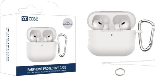 Silikonetui med karabinkrok for AirPods Pro 3 Hvit