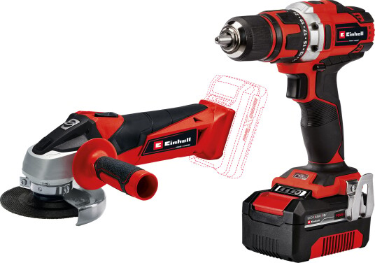 Einhell TE-TK 18/2 Li Batteridrevet Verktøysett med Kombidrill og Vinkelsliper