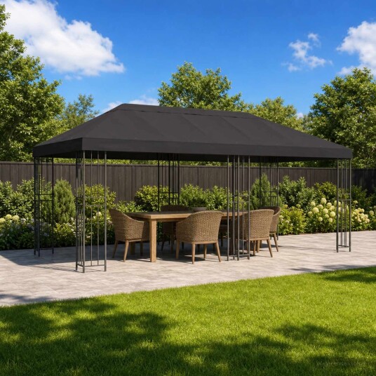 vidaXL Hage Gazebo 6 x 3 m Antrasitt Polyester og stål 190 gsm