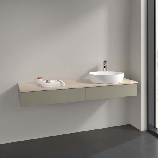 Villeroy & Boch  Antao Servantskap med 2 skuffer 160x50x19 cm u/lys Steingrå/Crème
