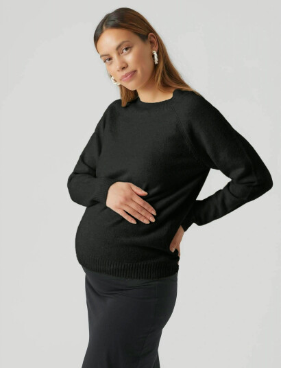 Vero Moda Maternity Vmmdoffy Ls O-Neck Blouse Ga Noos - Black - XS