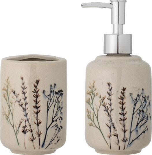 Bloomingville   Bea såpedispenser + holder 8 cm natur