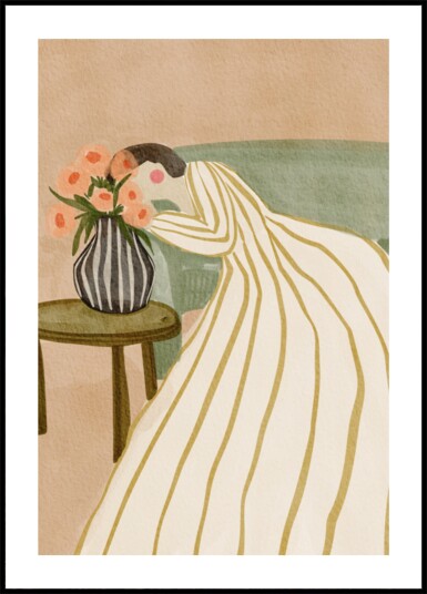 Woman Admiring Flowers Plakat / 21x30