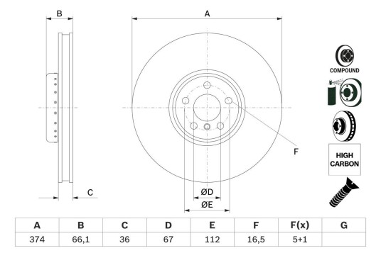 Bremseskive BOSCH 0 986 479 F54