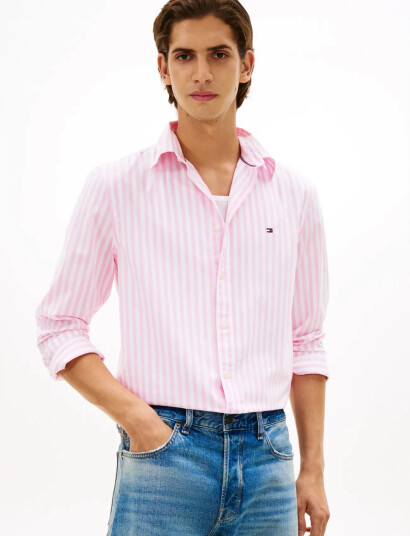 Tommy Hilfiger Flex Poplin Classic Stp Rf Shirt Pink L