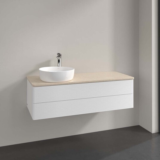 Villeroy & Boch Antao Servantskap med 2 skuffer 120x50x36 cm u/lys Hvit Matt/Crème Villeroy & Boch Antao Servantskap med 2 skuffer 120x50x36 cm u/lys Hvit Matt/Crème