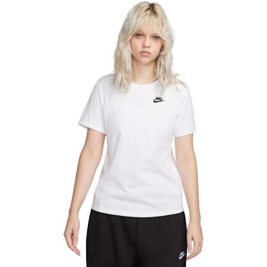 Nike Sportswear Club Essentials T Shirt Dame White/Black XL