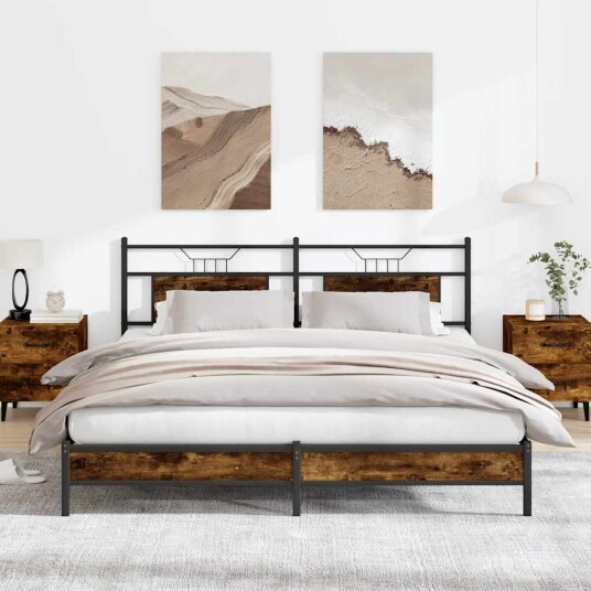 Sengeramme uten madrass røkt eik 183x203 cm konstruert tre