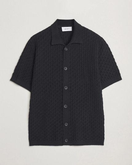 Les Deux Gespertus Knitted Short Sleeve Shirt Black