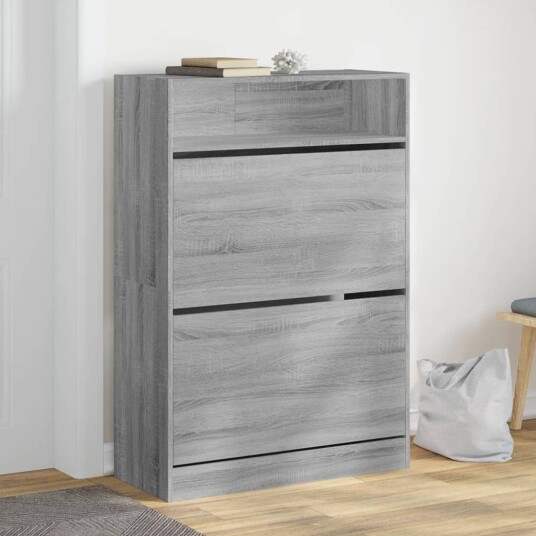  Skoskap med 2 vippeskuffer grå sonoma 80x34x116 cm 8721012386051