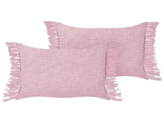 Sett med 2 pynteputer Rosa Bomull 40 x 60 cm Dekorative frynser Ensfarget Moderne design Boligtilbehør Dekor Tekstiler