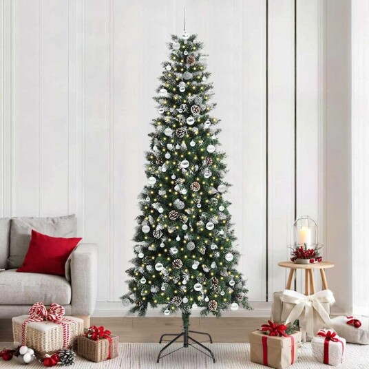 Kunstig juletre grønn 96 x 96 x 240 cm PVC og plast og stål Kunstig juletre grønn 96 x 96 x 240 cm PVC og plast og stål