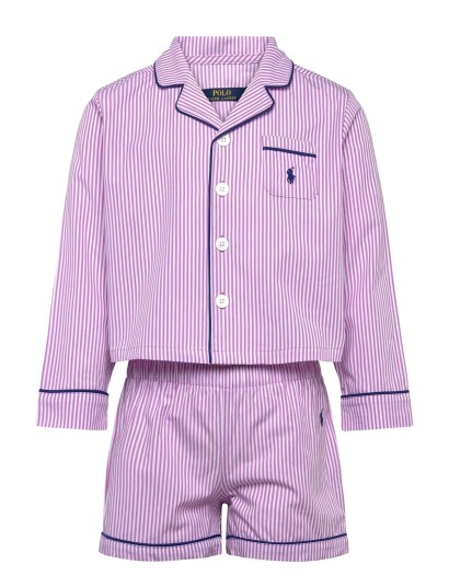 Ralph Lauren Kids Rlg Woven L/S & Short Set   Purple   110