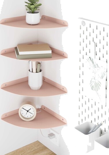 vidaXL Flytende hylle med hylle med lagring 4 pcs Rosa 24 x 24 x 2 cm