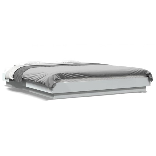  Sengeramme med LED-lys hvit 150x200 cm konstruert tre 8721102617294