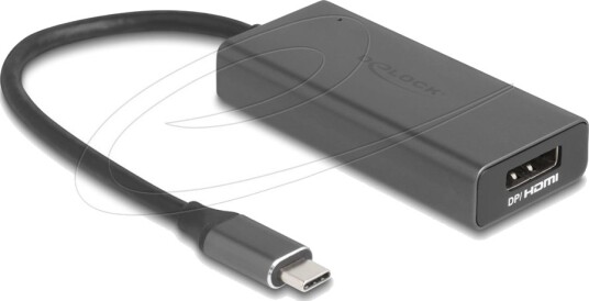 Delock Adapterkabel Hdmi / Displayport Combo Hunn Til Usb C Hann 15 Cm Grå 8 K 120 Hz 7680 X 4320 Støtte Hdr Støtte