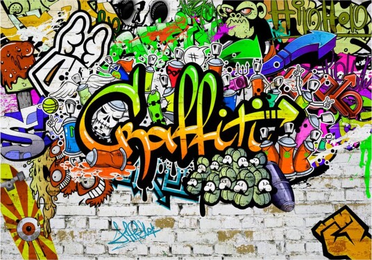 Fototapet Graffiti On The Wall 200x140 - Finnes i flere størrelser