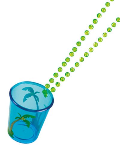 Boland Blått Shotglass med Palmer og Grønt Perlekjede