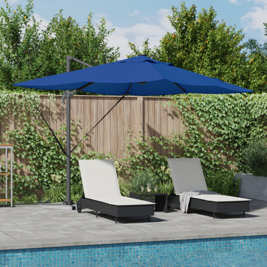  Cantilever Roma Parasoll med LED lamper Azure Blå 352x251x265 cm Aluminium