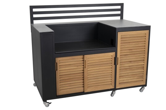 Fornax utekjøkken Svart/teak 140x114x74 cm