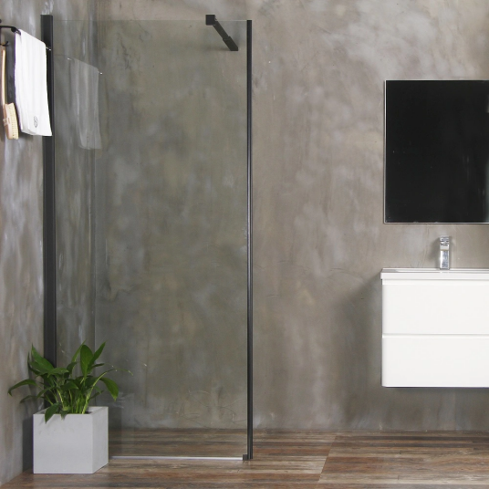 Bathlife Allsidig Dusjvegg 70 cm, Sort Matt/Klart Glass Bathlife Allsidig Dusjvegg 70 cm, Sort Matt/Klart Glass