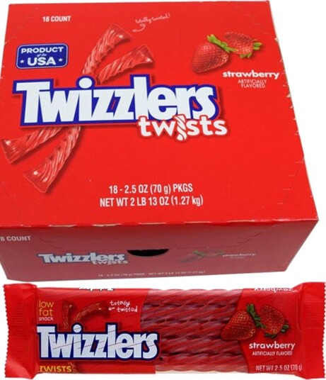 18 stk Twizzlers Strawberry Lakrisstenger med Jordbærsmak Hel Eske 1,26 kg USA Import 18 stk Twizzlers Strawberry Lakrisstenger med Jordbærsmak Hel Eske 1,26 kg USA Import