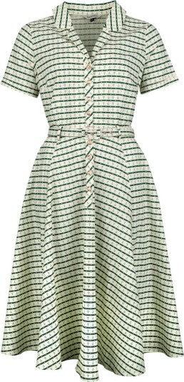 Banned Retro   Rockabilly Middellang kjole   Bella Anchor Ahead Dress   XS til 4XL   Damer   beige grønn