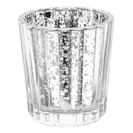 PartyDeco Lysholdere Avlange Sølv - 4-pakning