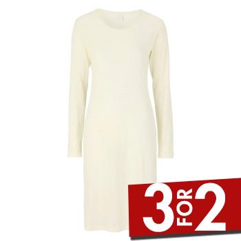 Damella Wool Long Sleeved Nightdress Benhvit merinoull XX-Large Dame