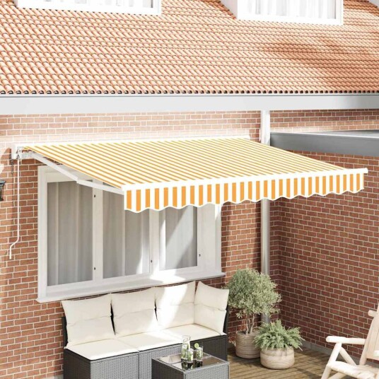 Markiseramme Gul og Hvit 300 x 200 cm Polyester med PU belegg