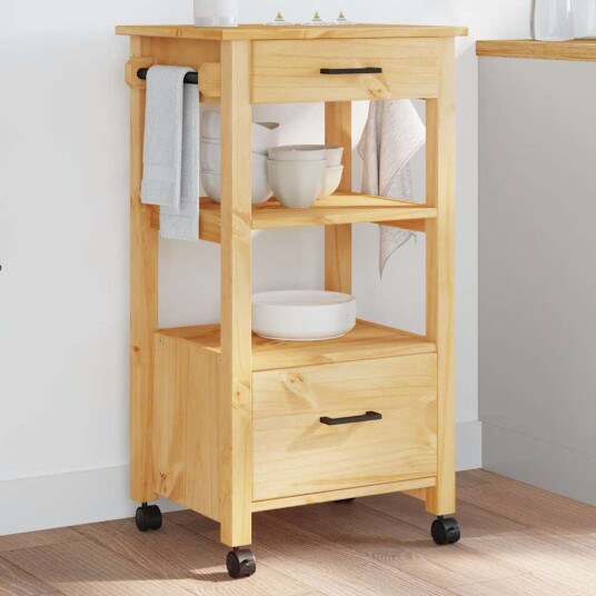 Kjøkkenvogn MONZA 48x40x90 cm heltre furu 376085 Kjøkkenvogn MONZA 48x40x90 cm heltre furu 376085