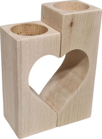 Playwood SL204G Telysholder i bøk med hjertemotiv   2 stk.
