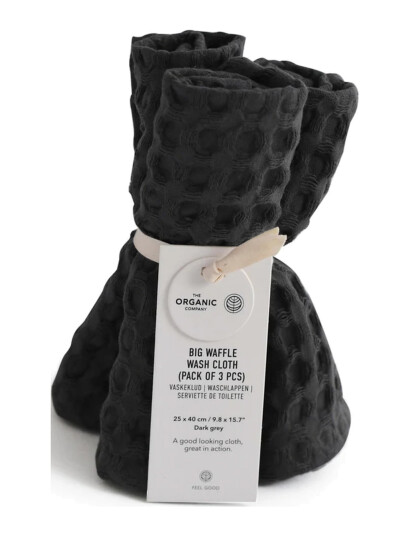 The Organic Company Big Waffle Wash Cloth (Pack Of 3 Pcs) - Grey - ONE SIZE x 25