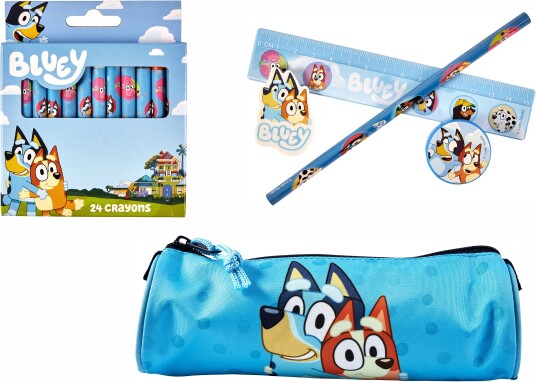 Bluey Skrivesett med Fargestifter & Pennal Bluey Skrivesett med Fargestifter & Pennal