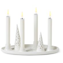 Kähler Nobili Oval adventslysestake 33x13cm Hvit
