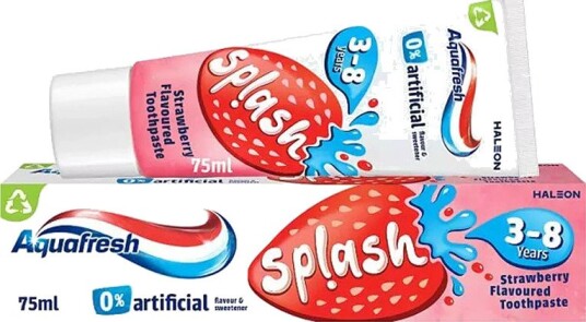 Aquafresh Barnetannkrem Splash Strawberry 3-8 år 75 ml