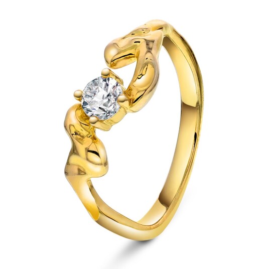 Shapes by Gulldia, Sparkle ring i forgylt 925 sølv med zirkonia, størrelse 54