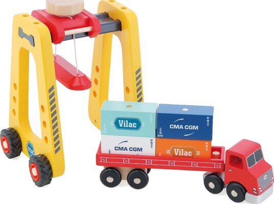 Vilac Container Crane And Truck YELLOW One Size Vilac Container Crane And Truck YELLOW One Size